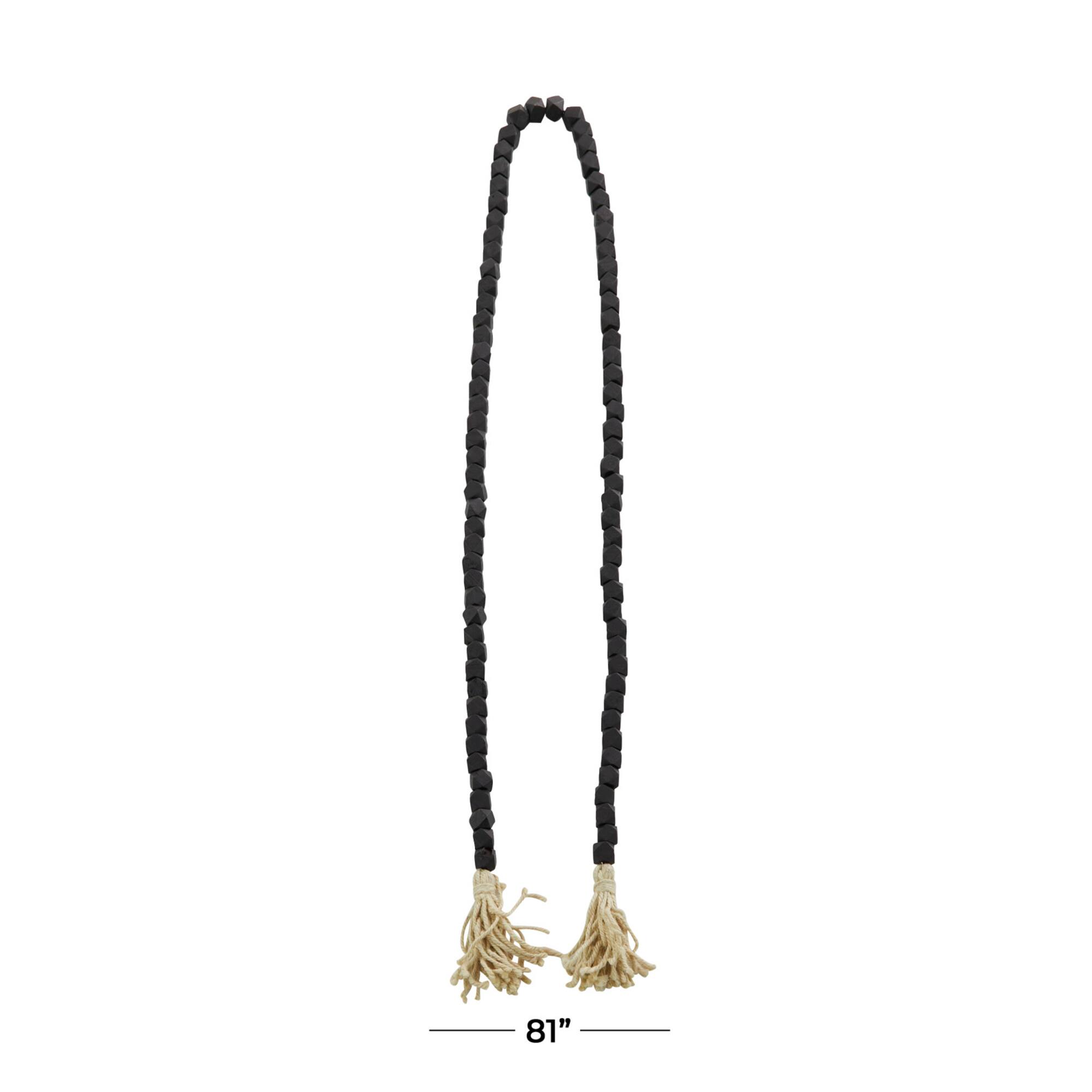 80" Bohemian Mango Wood Beads with Tassels Garland